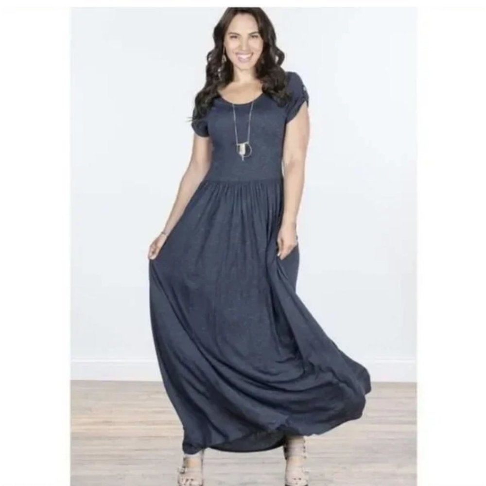 Matilda Jane Deep Blue Water Modest Maxi Dress Size M